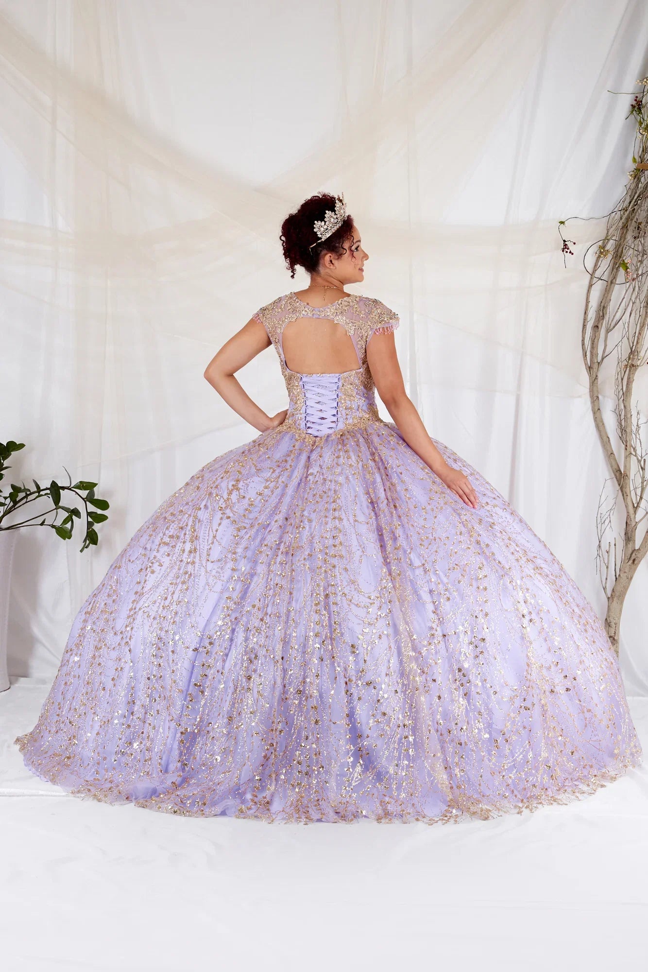 Applique Cap Sleeve Ball Gown by Calla KY-73309 - product image 2