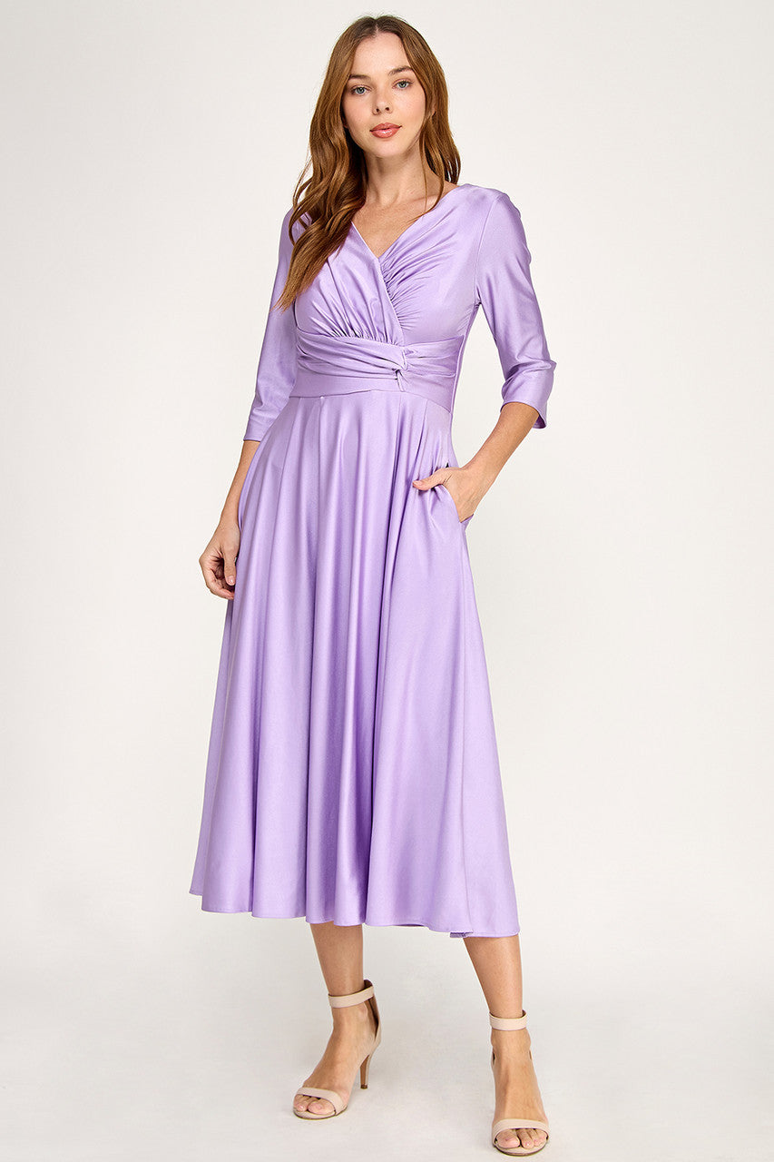3/4 Sleeve A-line Tea Length Dress by Lenovia 3127 - product image 8