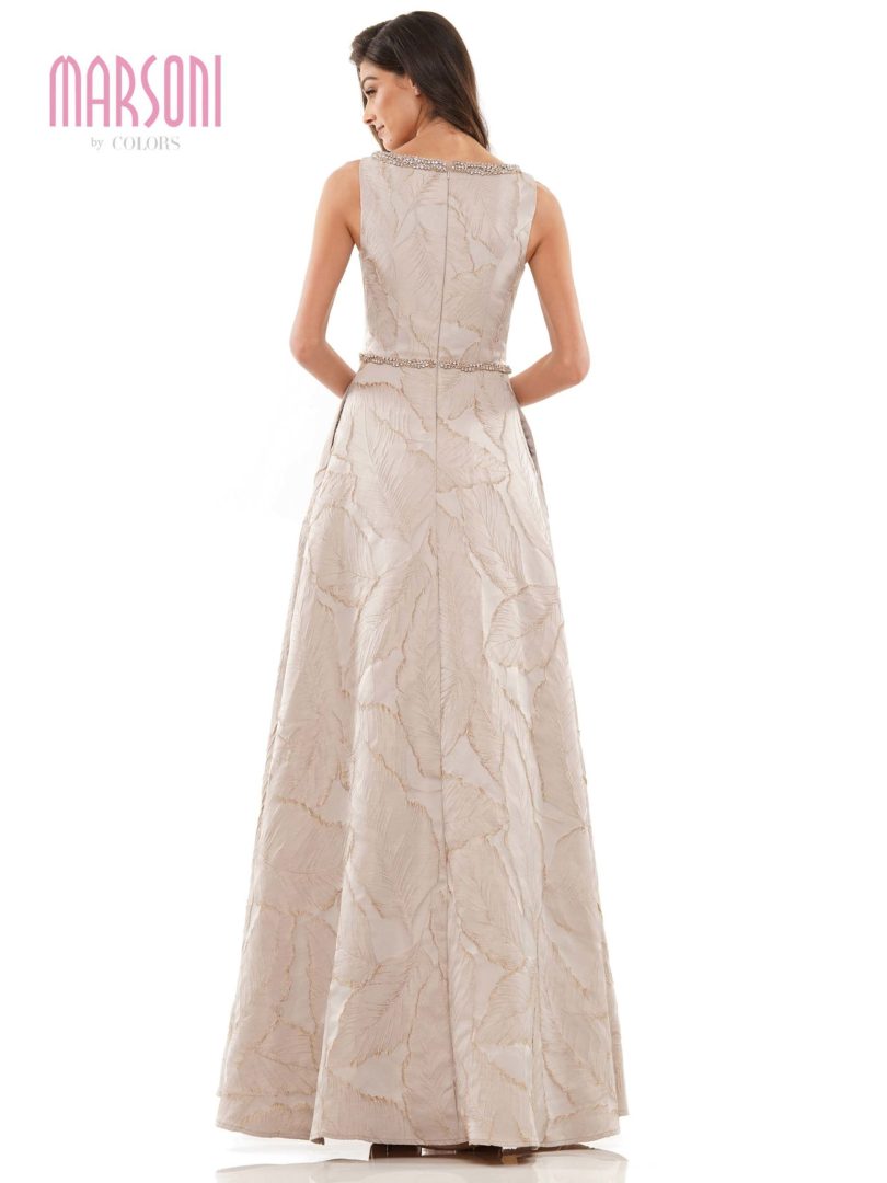 Marsoni by Colors MV1224 - Subtle Leaf-Detailed A-line Gown