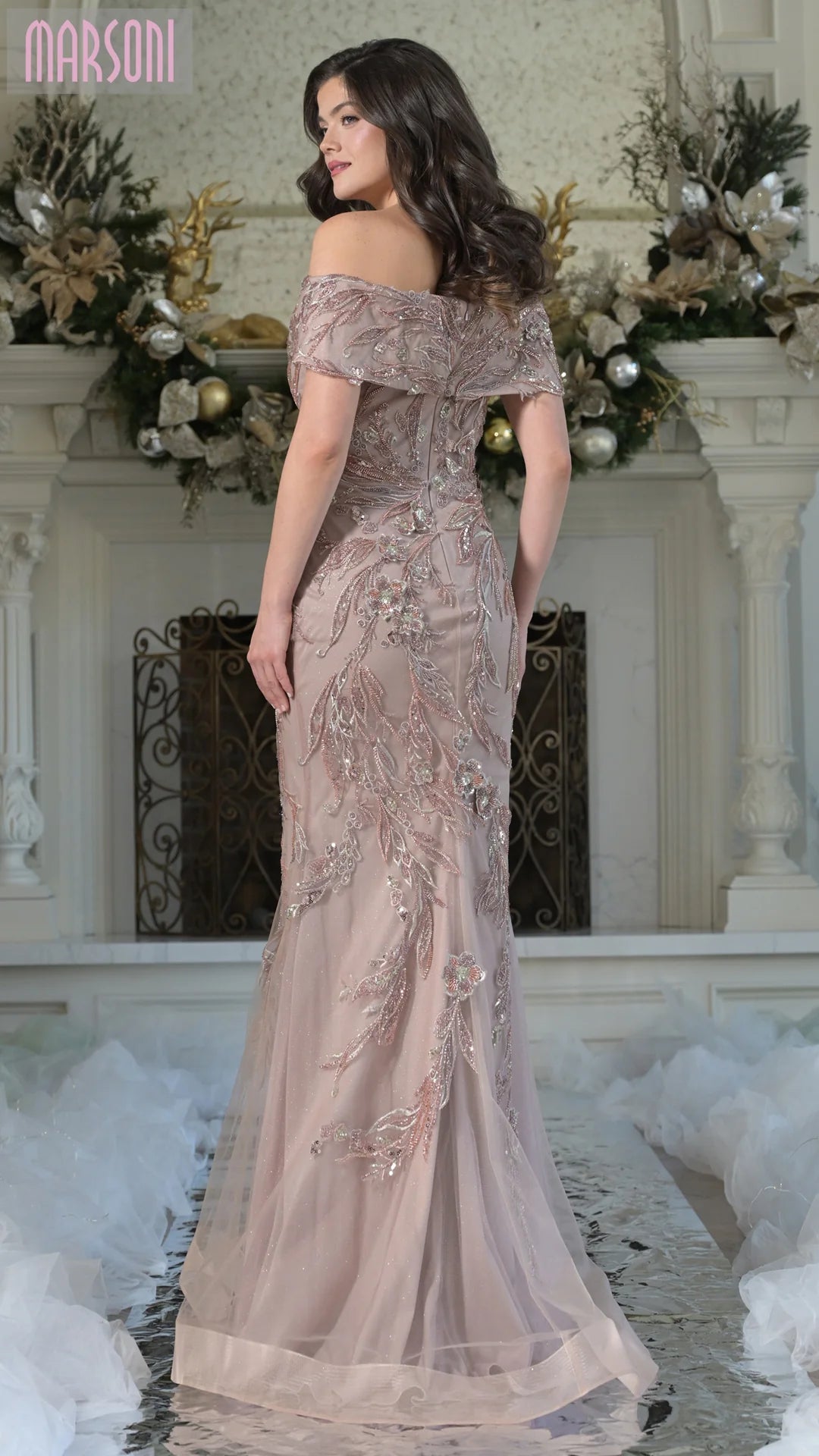 Marsoni MV1372 Beaded Long Formal Mermaid Evening Dress