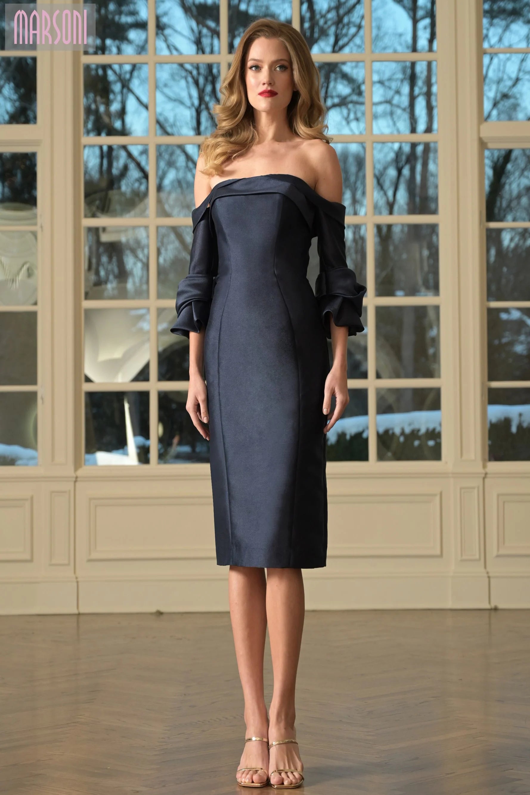 Marsoni by Colors MV1370 - Fitted Off Shoulder Cocktail Dress