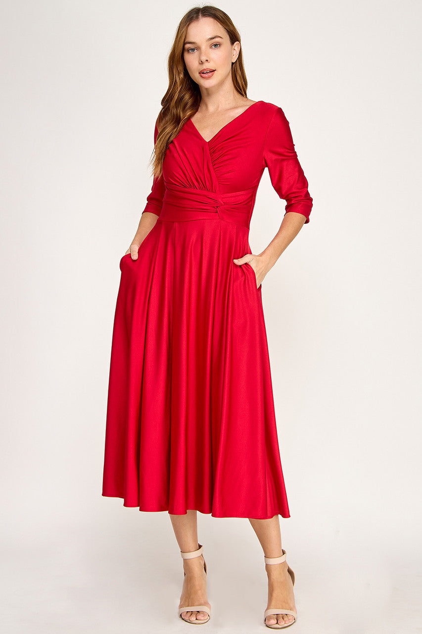 3/4 Sleeve A-line Tea Length Dress by Lenovia 3127 - product image 7