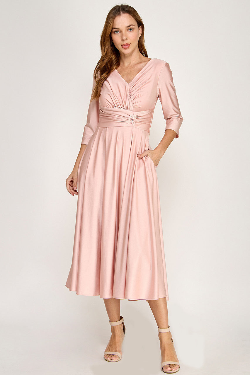3/4 Sleeve A-line Tea Length Dress by Lenovia 3127 - product image 3