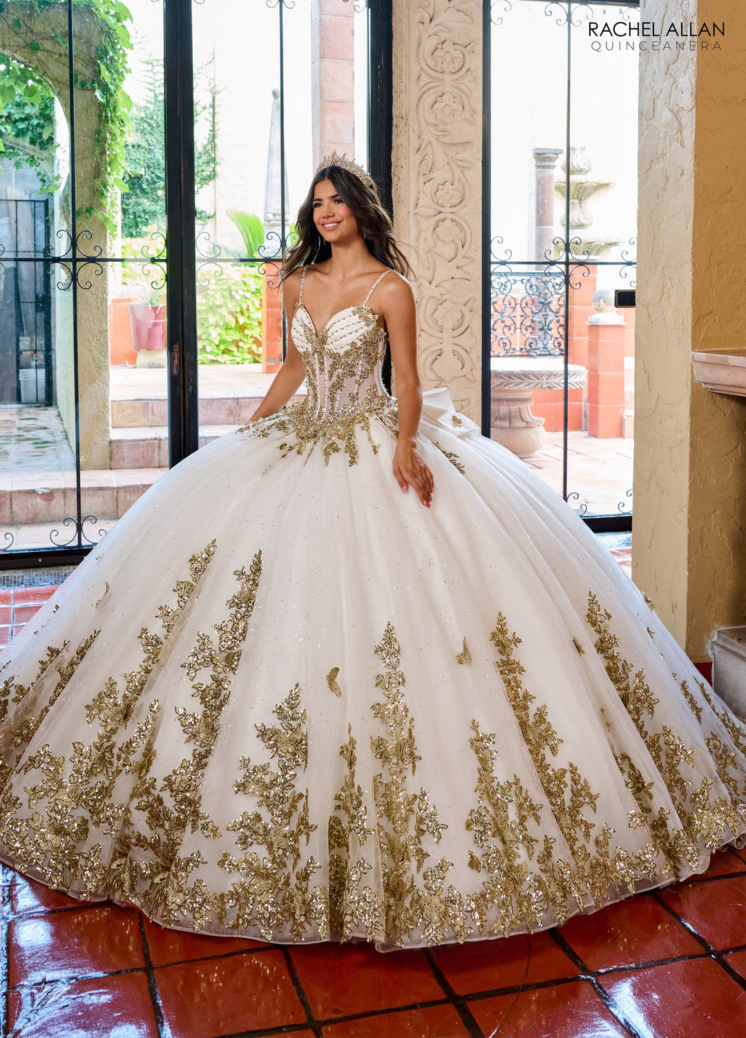 Sleeveless Quinceanera Dress by Rachel Allan RQ1158 - Ivory/Gold