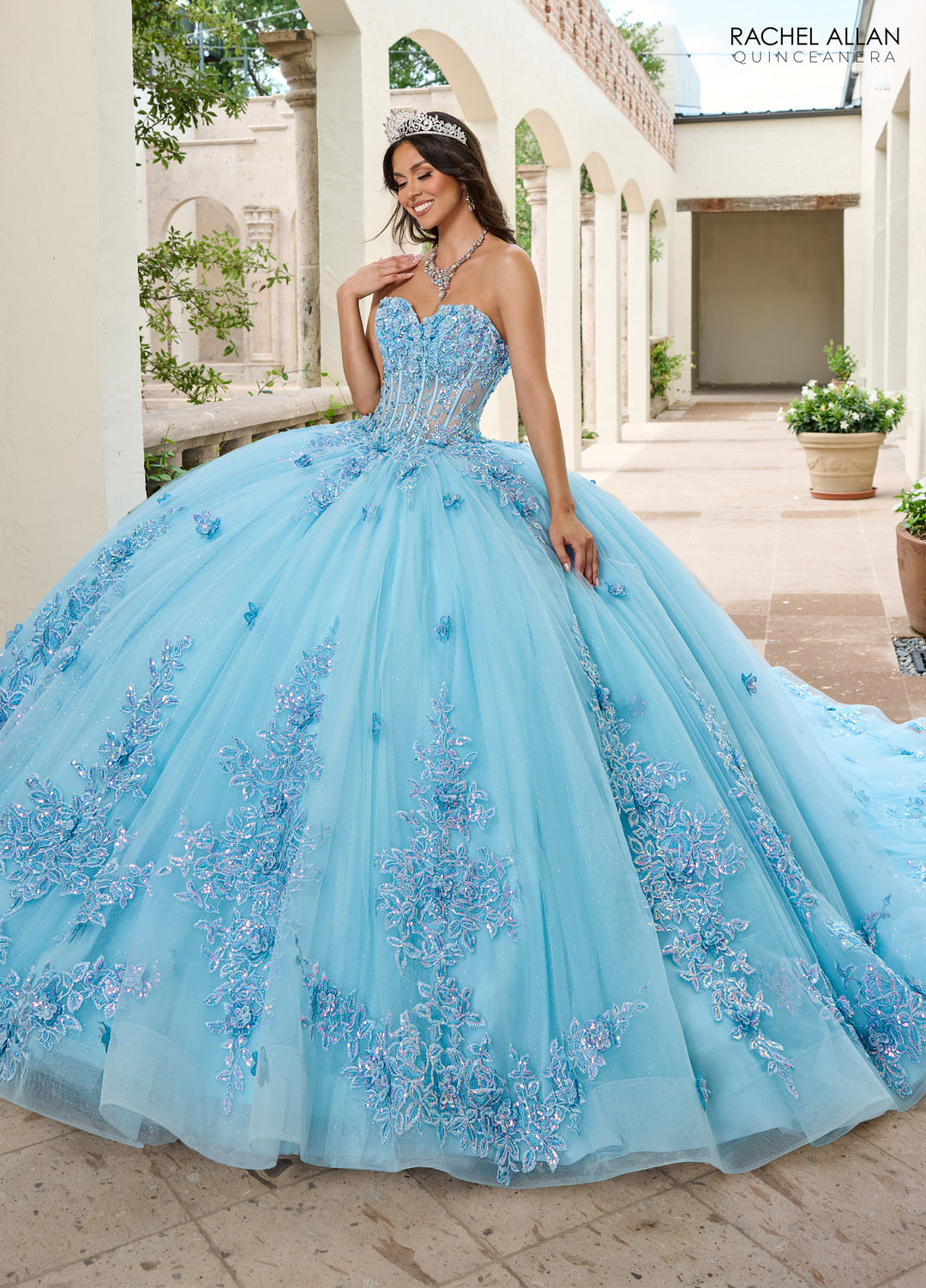 Strapless Quinceanera Dress by Rachel Allan RQ1163 - Light Blue