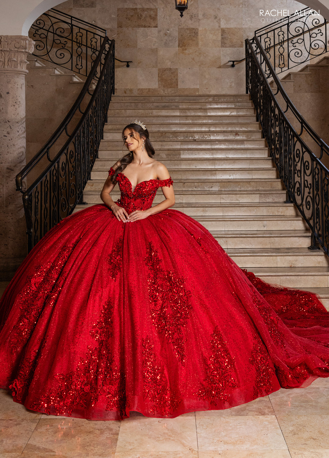 Off Shoulder Quinceanera Dress by Rachel Allan RQ2215 - Emerald Green