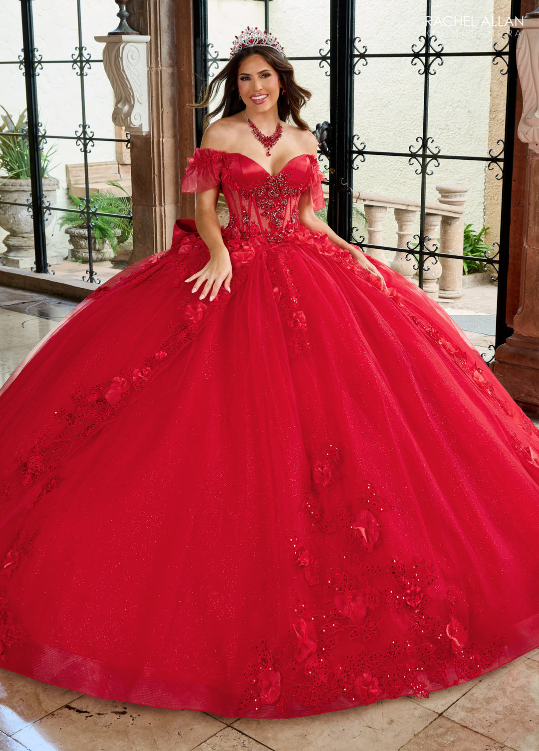 Off Shoulder Quinceanera Dress by Rachel Allan RQ2220 - Red
