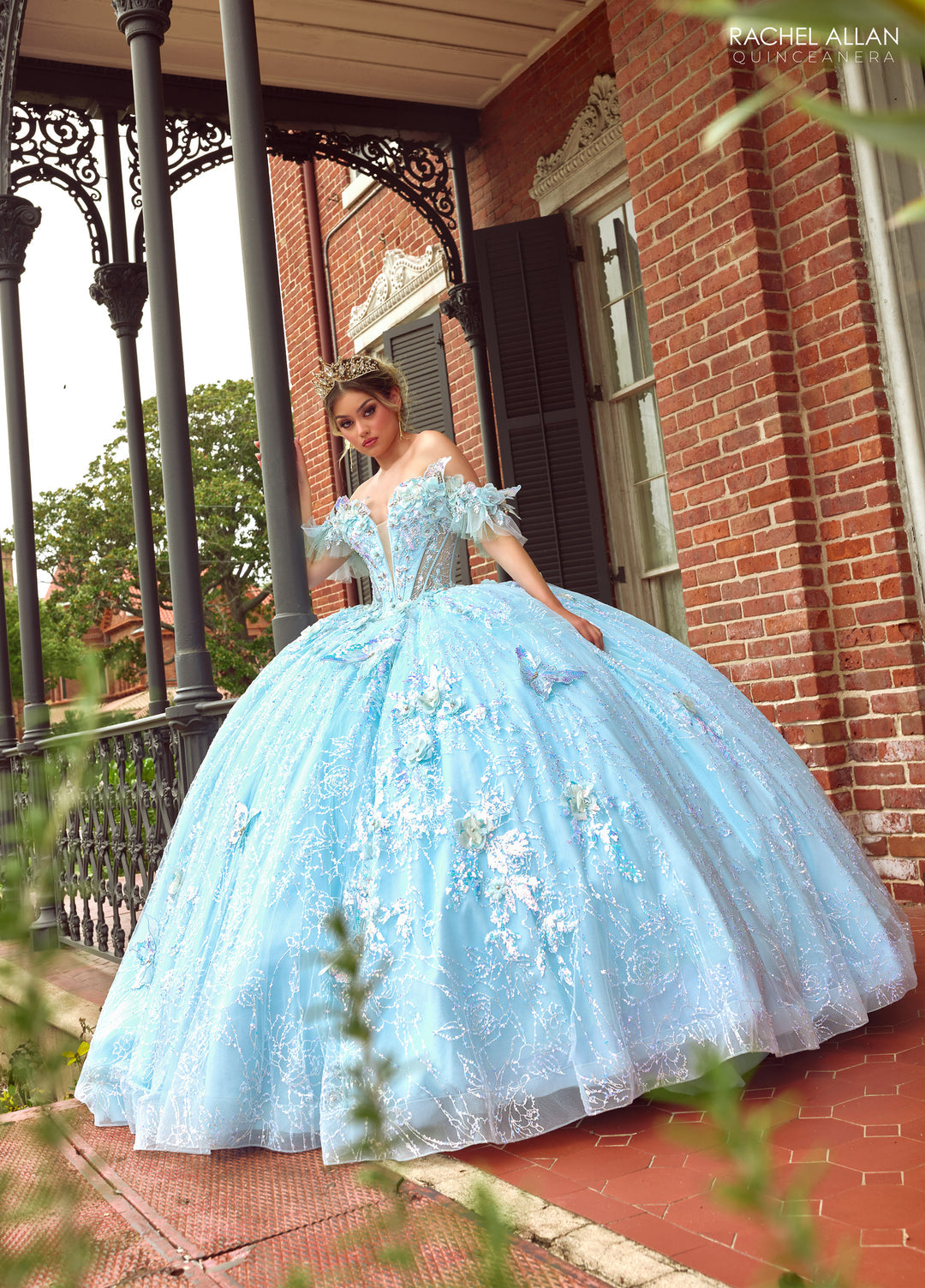 3D Butterflies Quinceanera Dress by Rachel Allan RQ3149 - Light Blue Mint