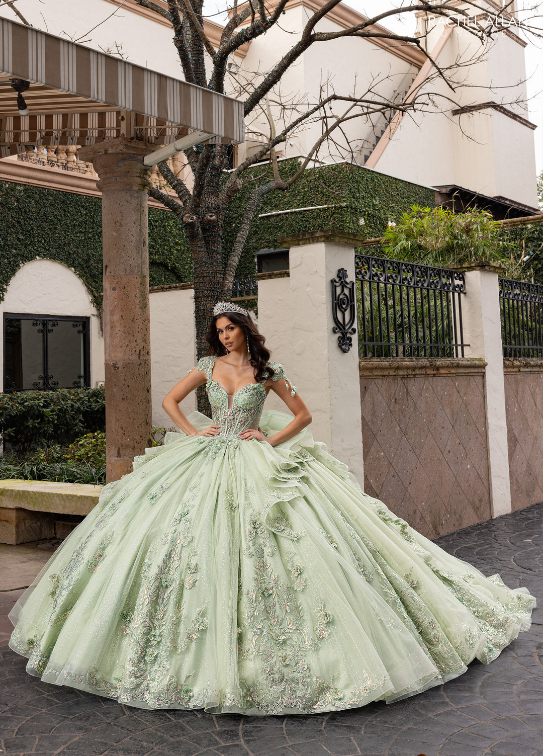 Cap Sleeve Quinceanera Dress by Rachel Allan RQ3163 - Sage Iridescent