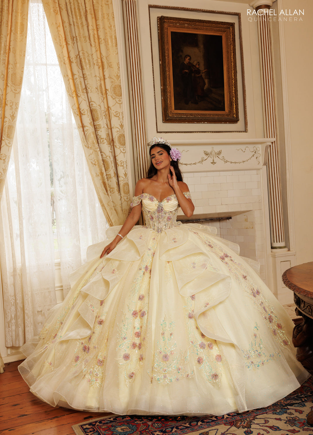 Off Shoulder Ruffled Quinceanera Dress by Rachel Allan RQ3185