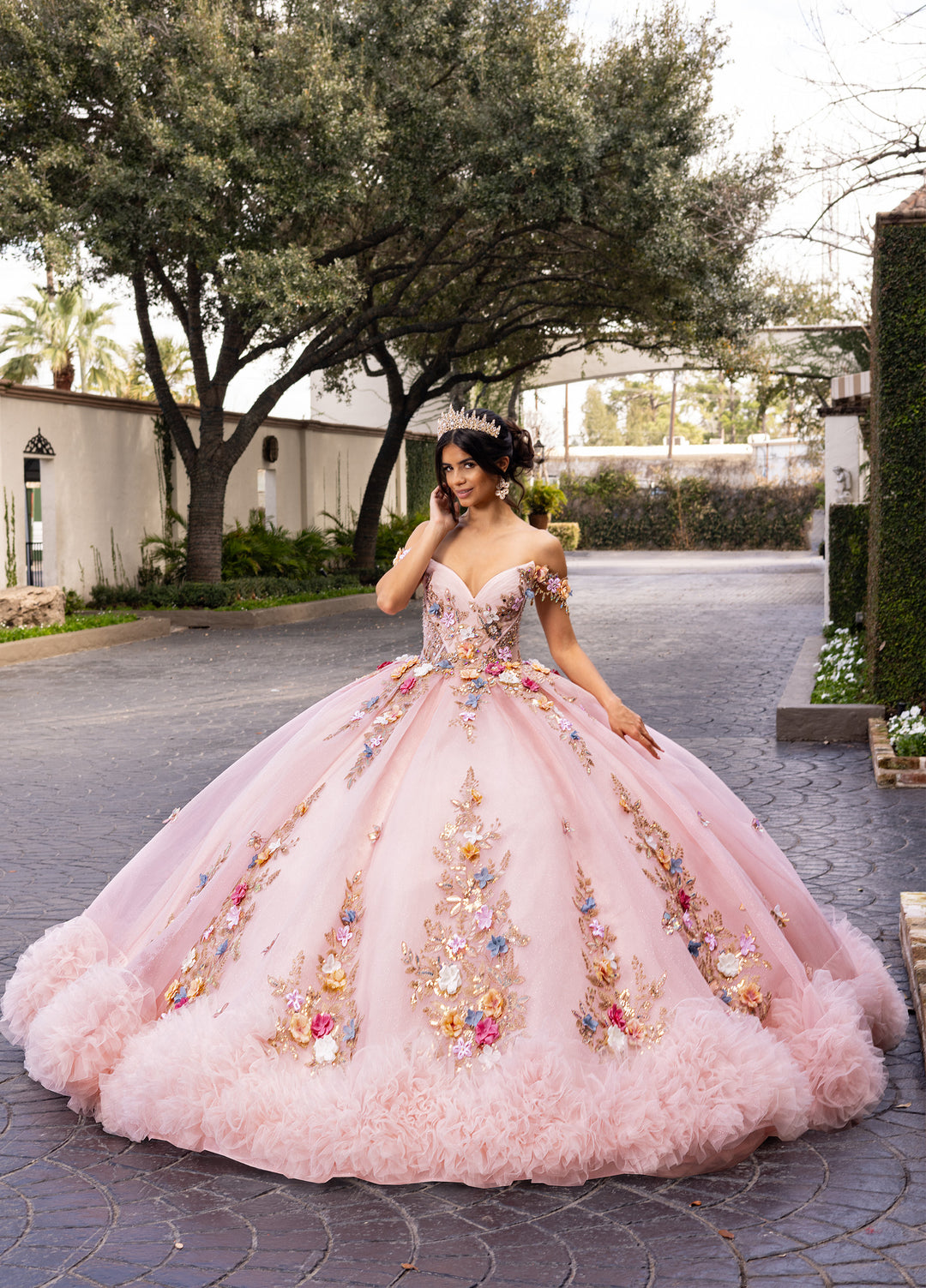 3D Floral Quinceanera Dress by Rachel Allan RQ6000 - Blush Multi