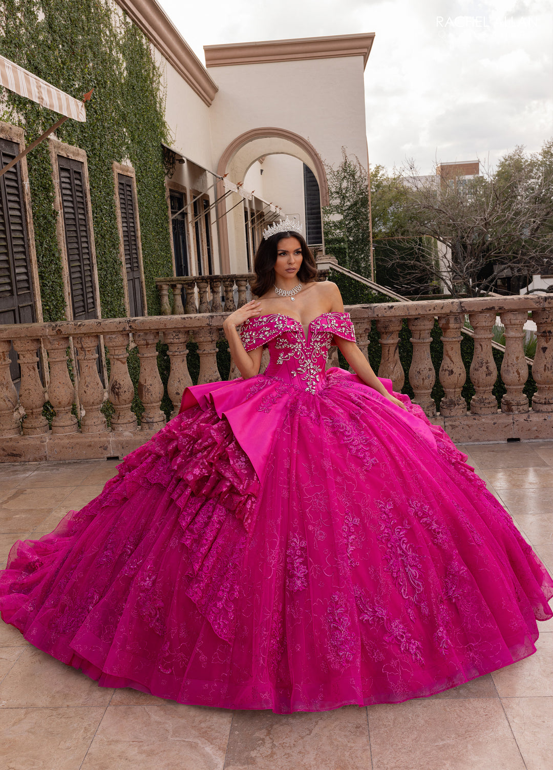 Off Shoulder Quinceanera Dress by Rachel Allan RQ6001 - Fuchsia