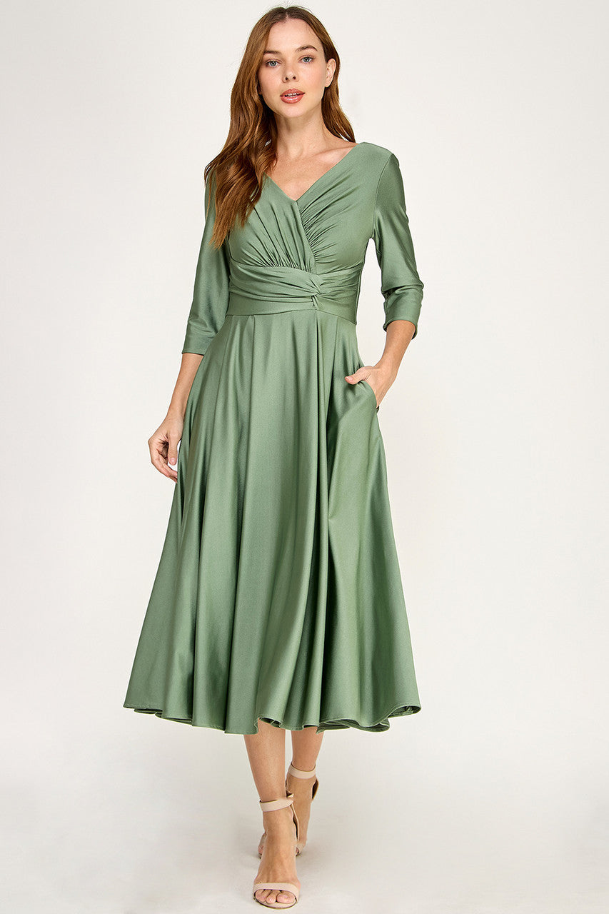 3/4 Sleeve A-line Tea Length Dress by Lenovia 3127 - product image 6