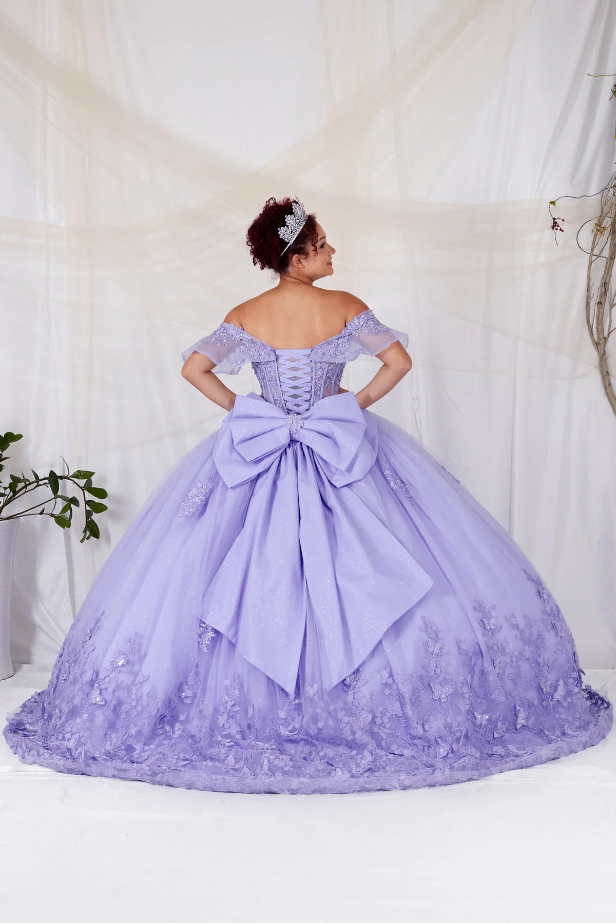 Applique Off Shoulder Bow Ball Gown by Calla SCL-30037 - product image 2