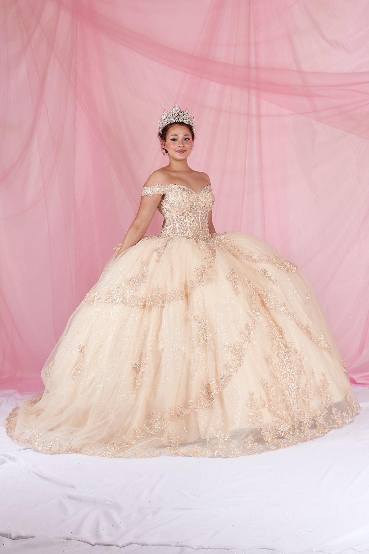 Off Shoulder Layered Ball Gown by Calla SCL-30040 - product image 12