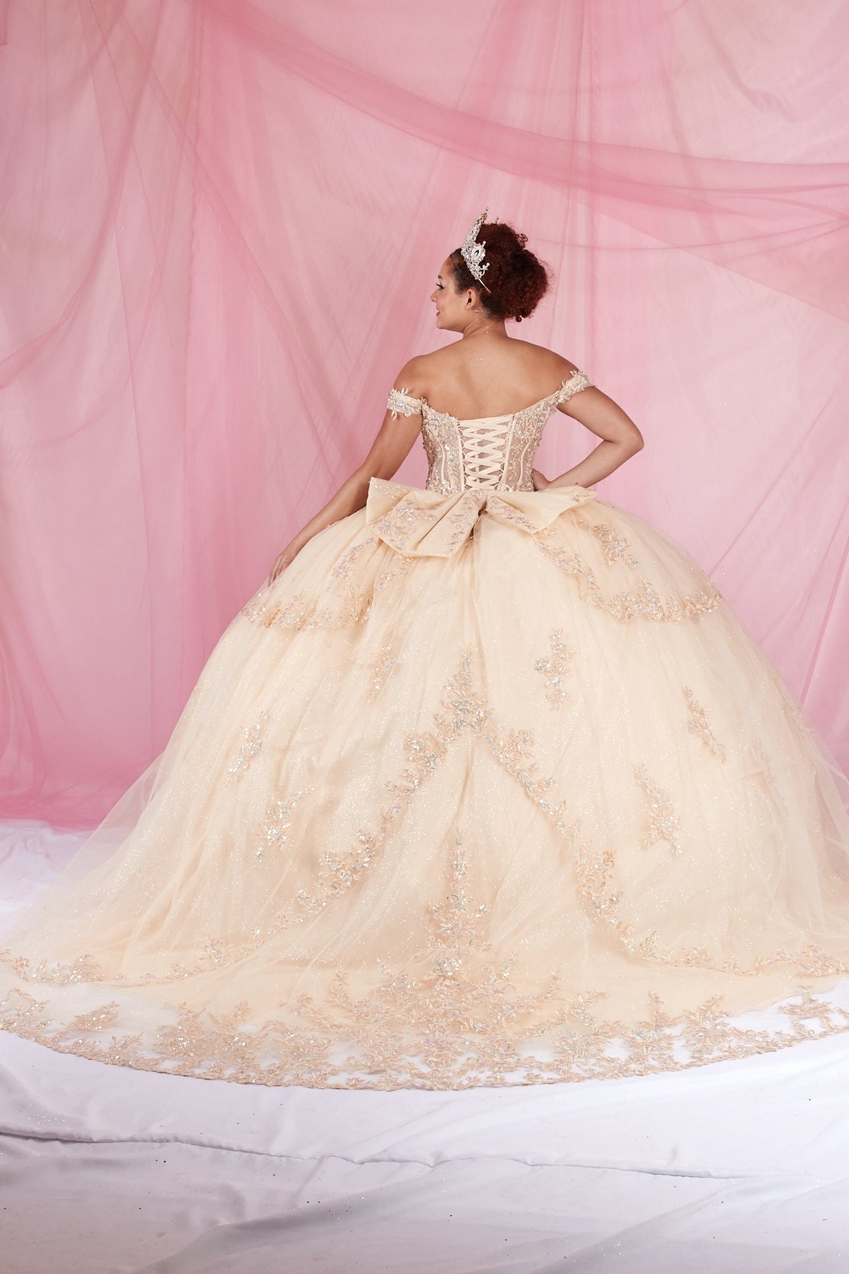 Off Shoulder Layered Ball Gown by Calla SCL-30040 - product image 11