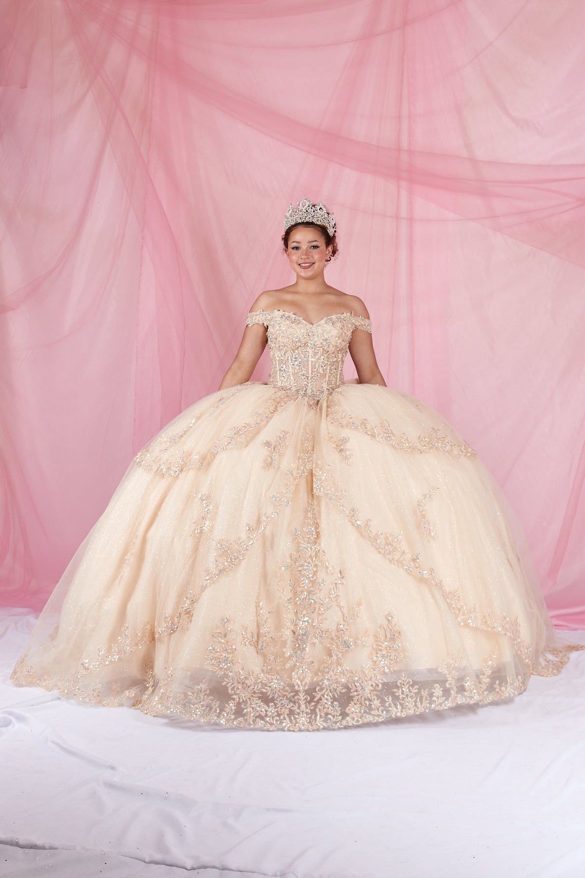 Off Shoulder Layered Ball Gown by Calla SCL-30040 - product image 10