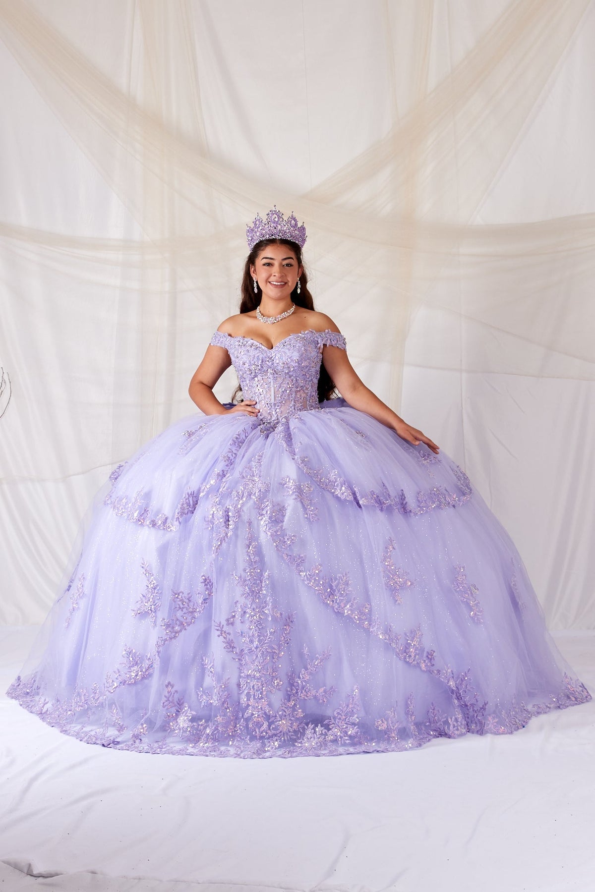 Off Shoulder Layered Ball Gown by Calla SCL-30040 - product image 7