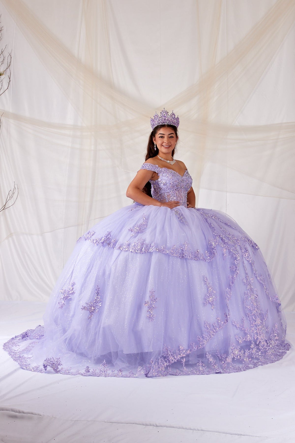 Off Shoulder Layered Ball Gown by Calla SCL-30040 - product image 9