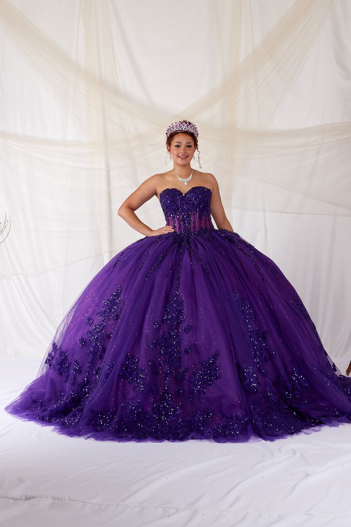 Applique Strapless Corset Ball Gown by Calla SCL-30044 - product image 4
