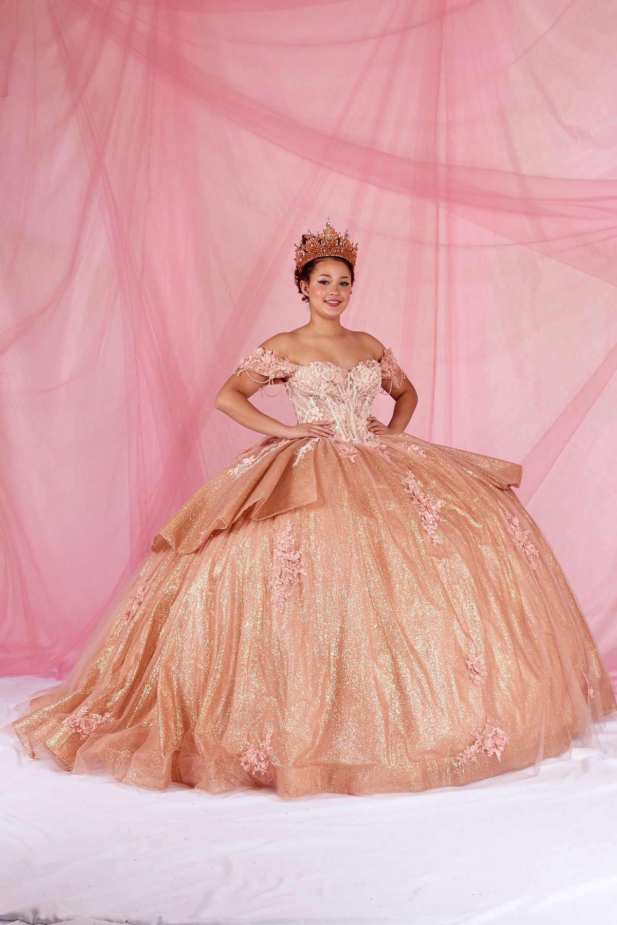 Off Shoulder Fringe Ball Gown by Calla SCL-30045 - product image 1
