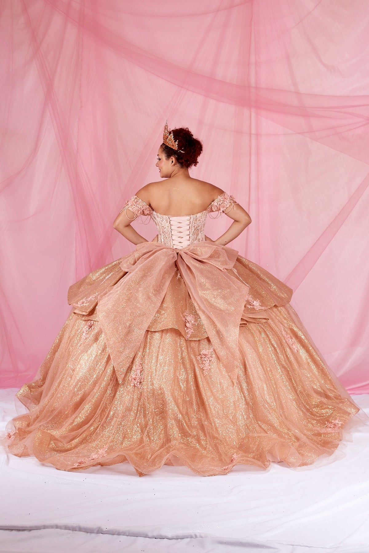 Off Shoulder Fringe Ball Gown by Calla SCL-30045 - product image 2