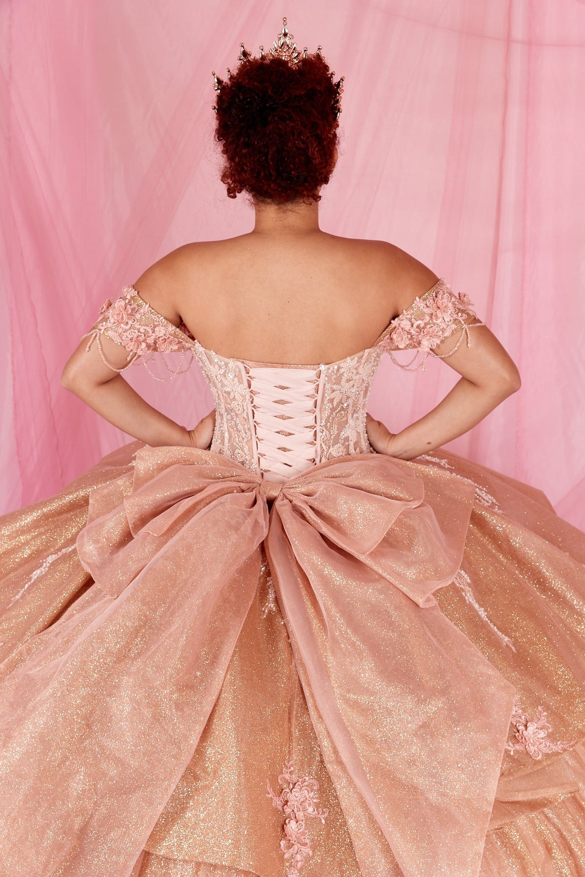 Off Shoulder Fringe Ball Gown by Calla SCL-30045 - product image 3