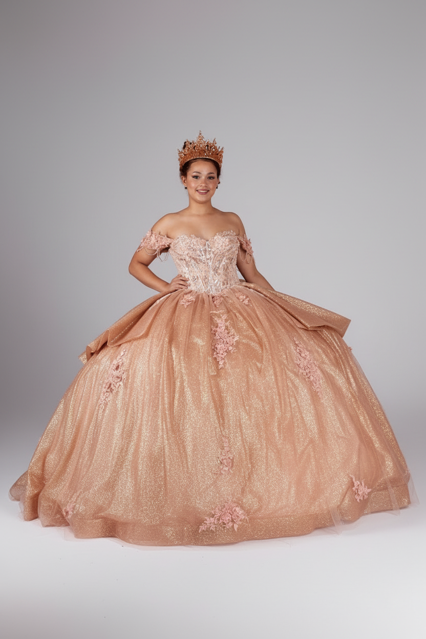 Off Shoulder Fringe Ball Gown by Calla SCL-30045 - product image 4