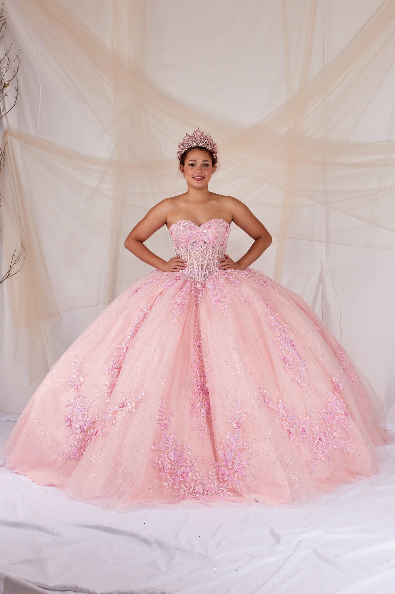 Floral Applique Strapless Ball Gown by Calla SCL-30047 - product image 10