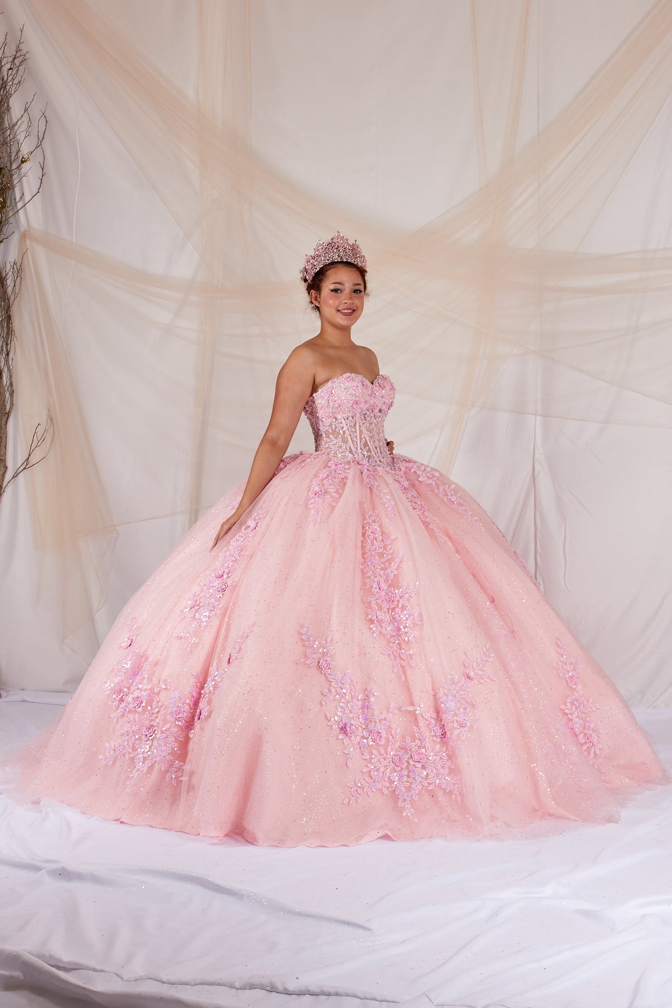 Floral Applique Strapless Ball Gown by Calla SCL-30047 - product image 9