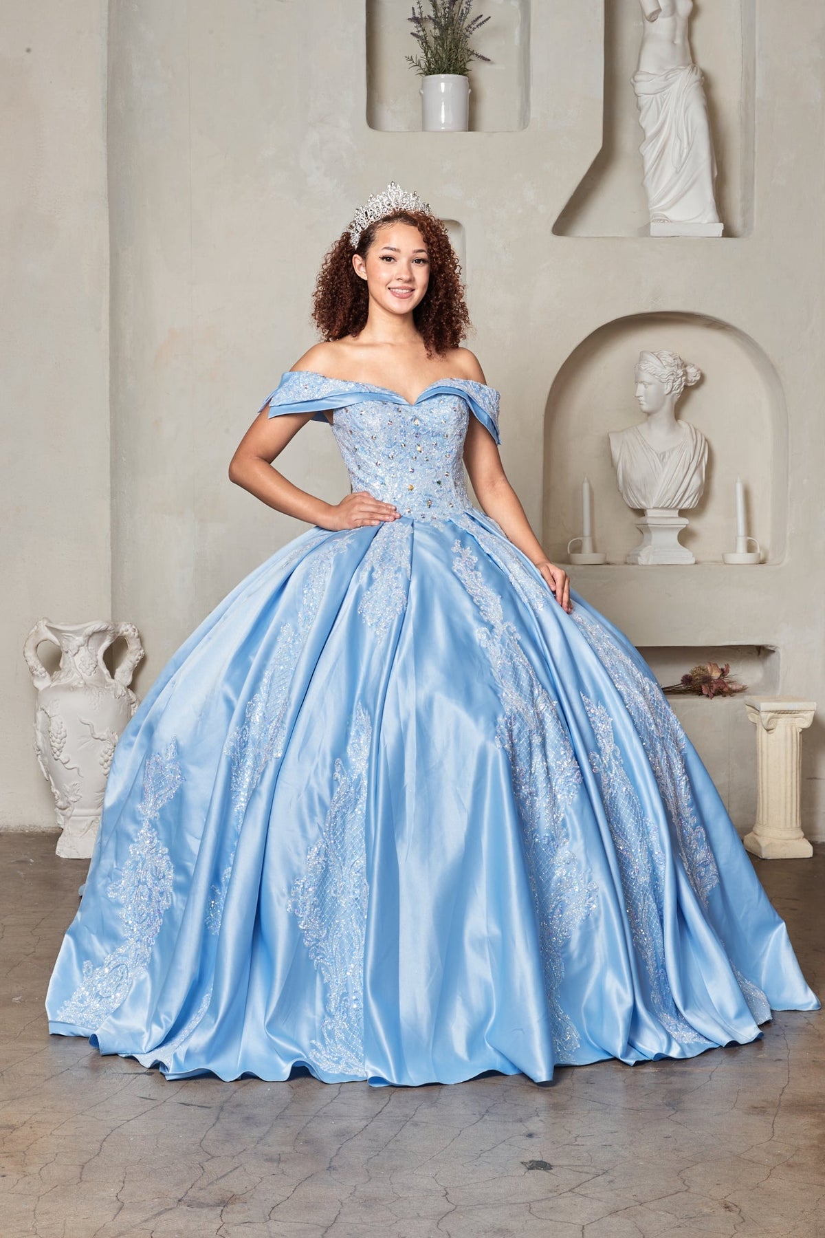 Satin Off Shoulder Ball Gown by Calla SCL-30019 - product image 1