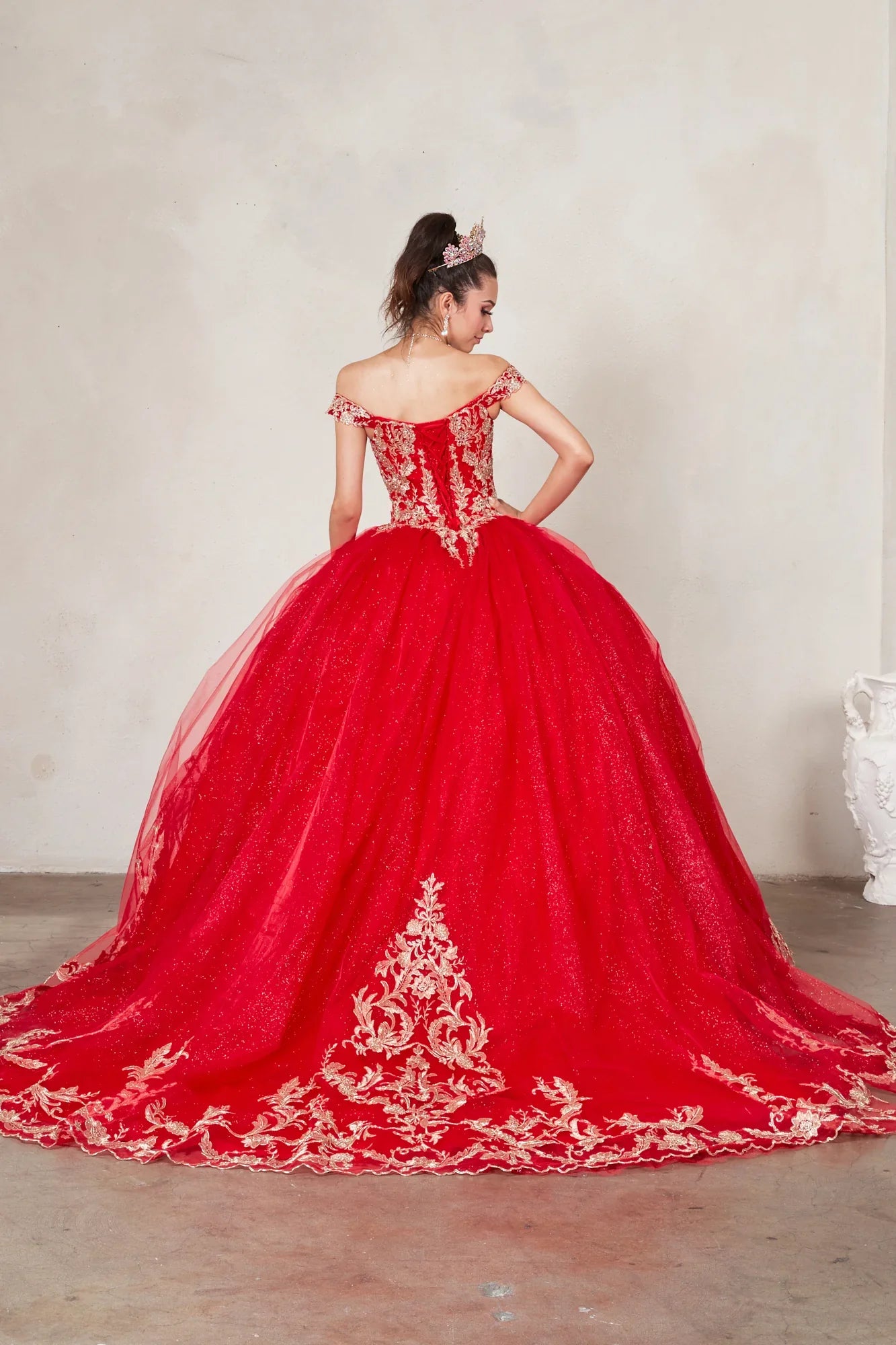 Applique Off Shoulder Ball Gown by Calla SCL-30018 - product image 2