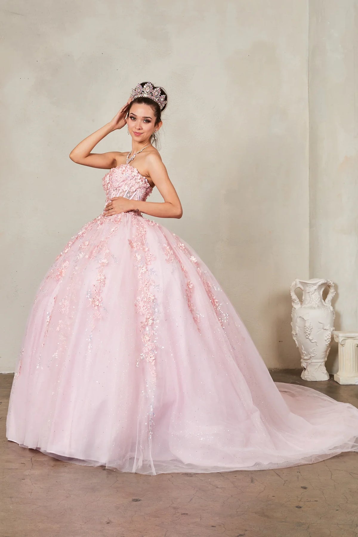 3D Floral Strapless Ball Gown by Calla SCL-30022 - product image 3