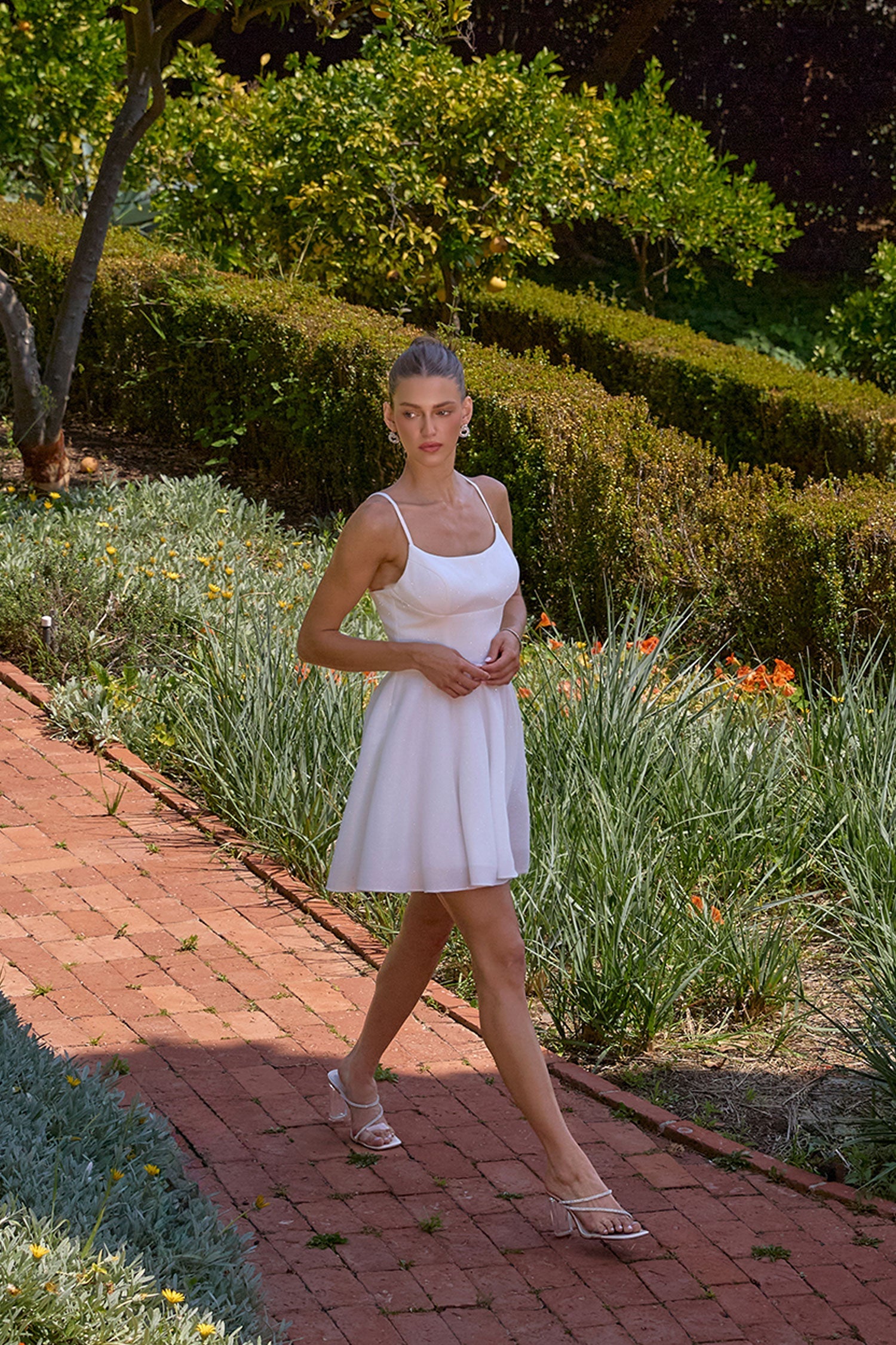 White Glitter Short Sleeveless Dress by Amoris T103W - product image 6