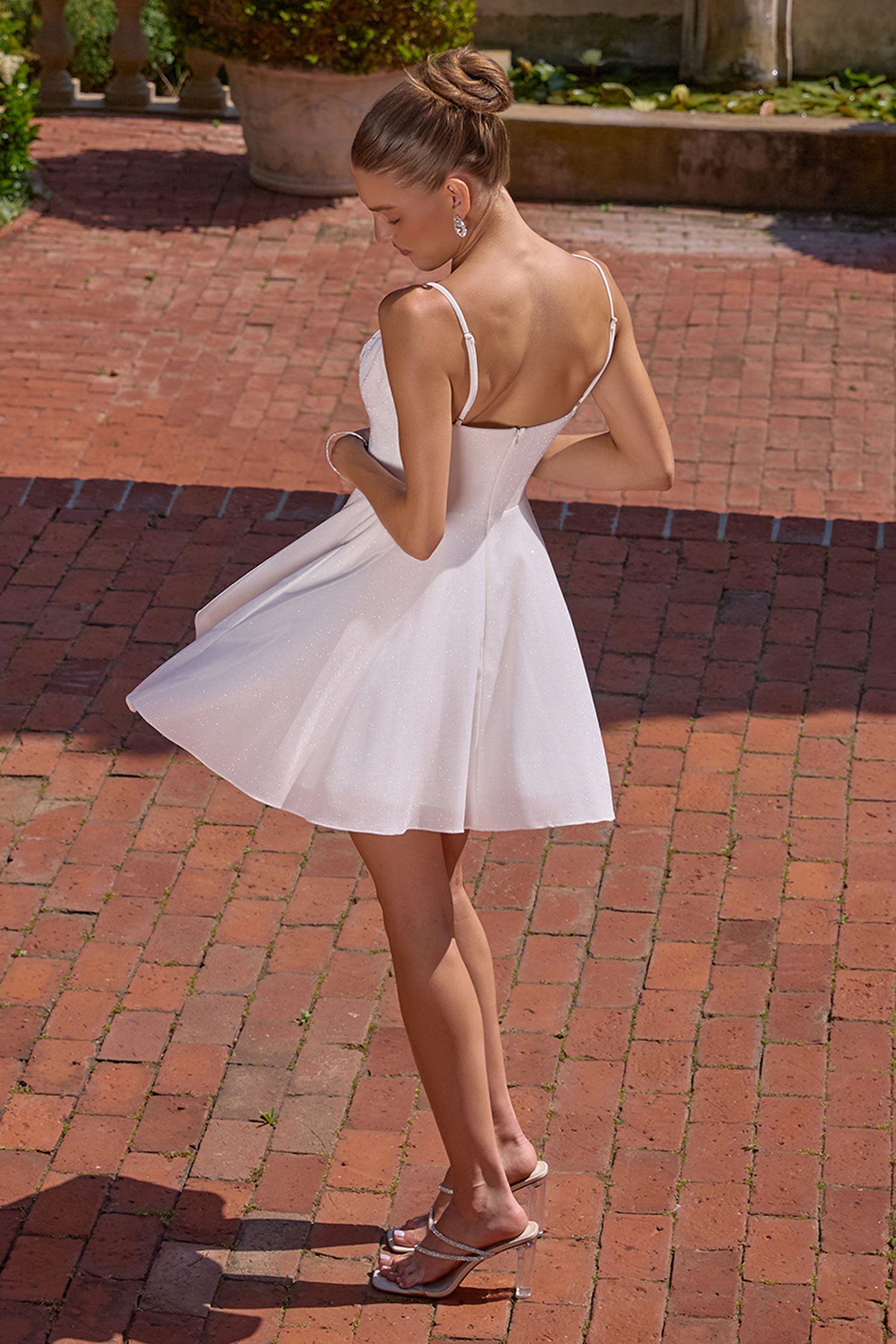 White Glitter Short Sleeveless Dress by Amoris T103W - product image 2