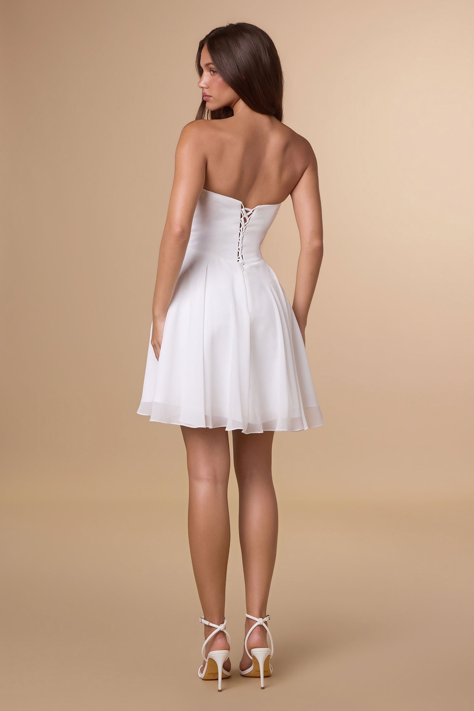 White Short Strapless Dress by Amoris T709W - product image 2