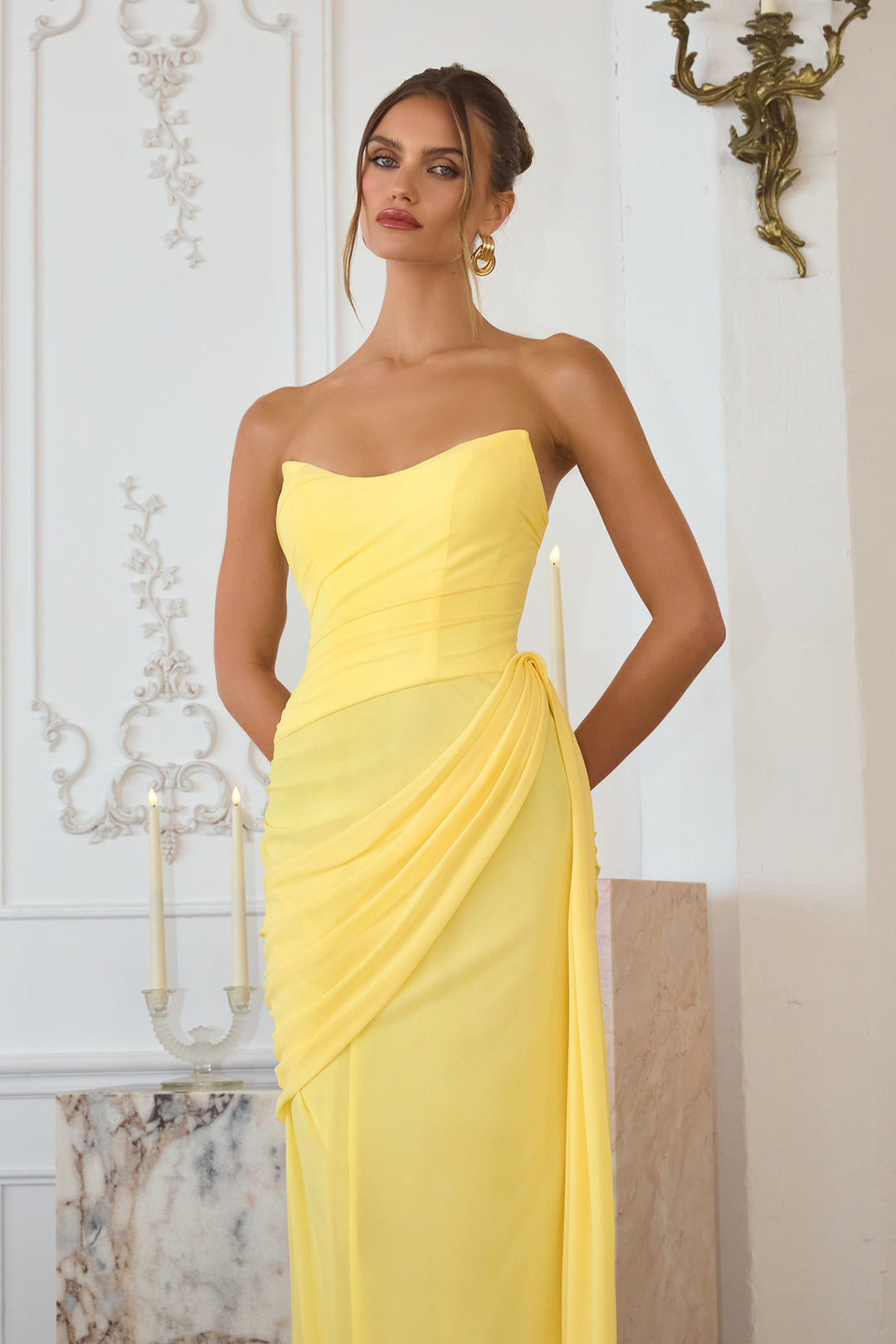 Chiffon Fitted Long Strapless Dress by Amoris T726 - image 10