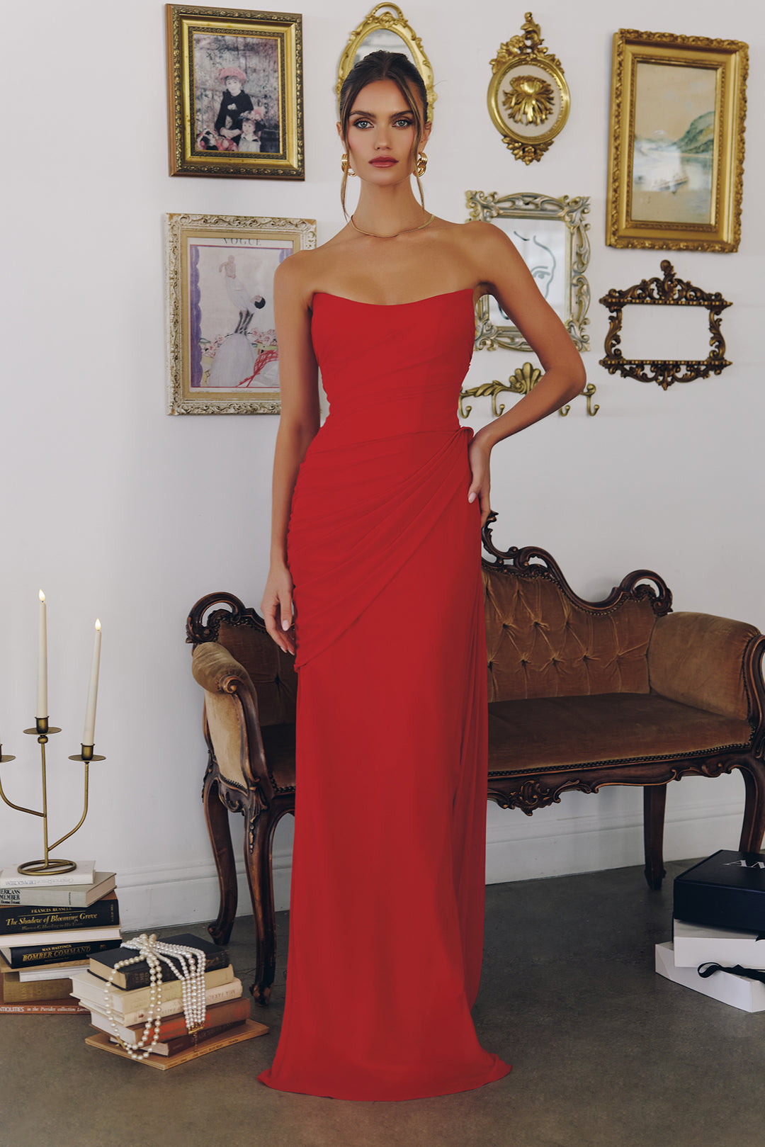Chiffon Fitted Long Strapless Dress by Amoris T726 - image 11