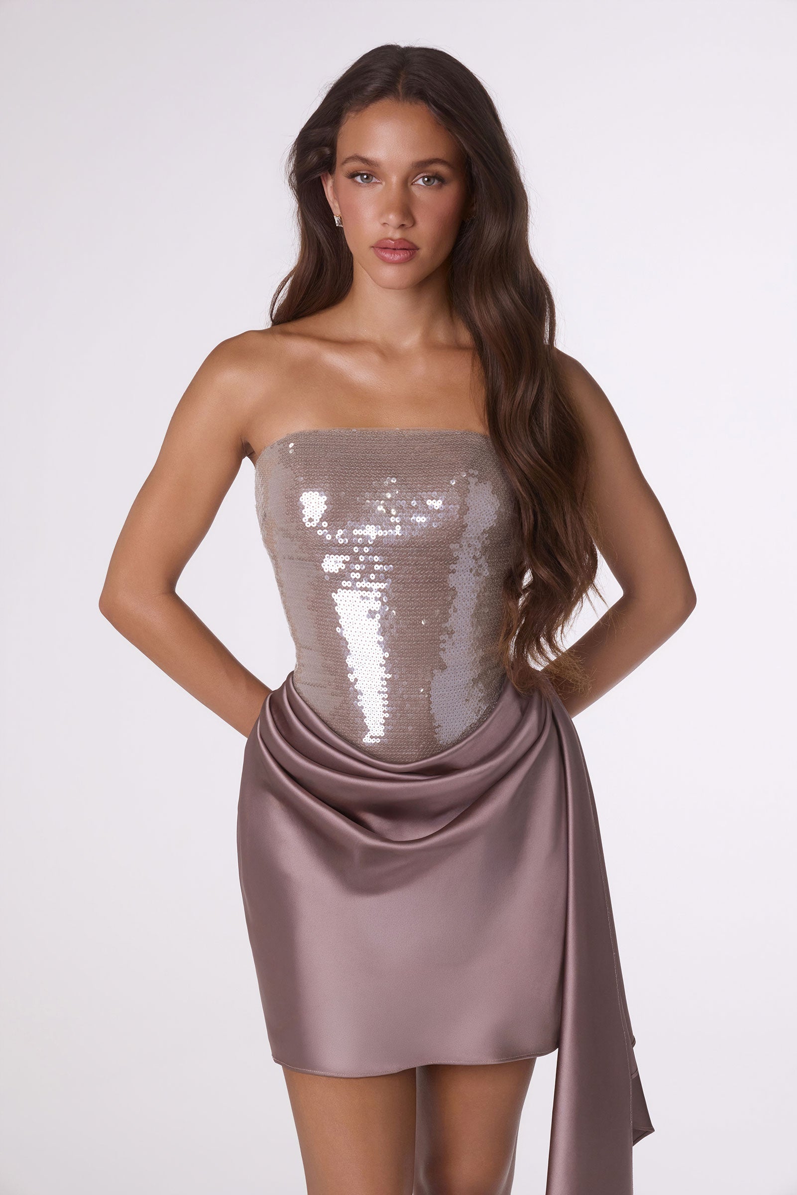 Sequin Fitted Short Strapless Dress by Amoris T734 - product image 7