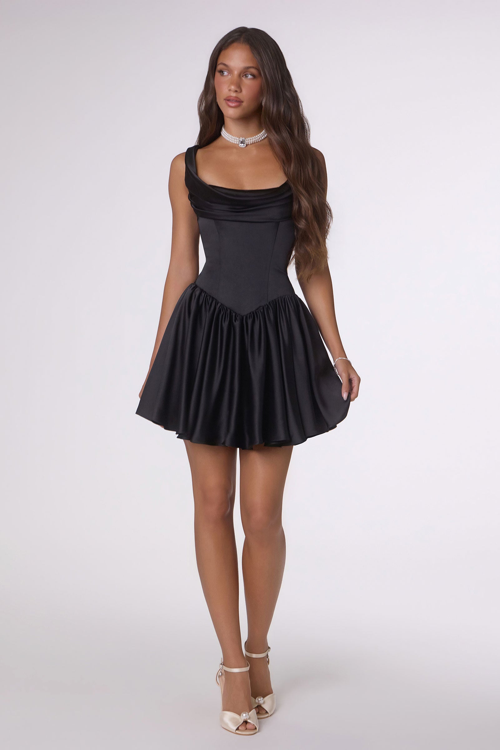 Satin Short Sleeveless A-line Dress by Amoris T735 - product image 9