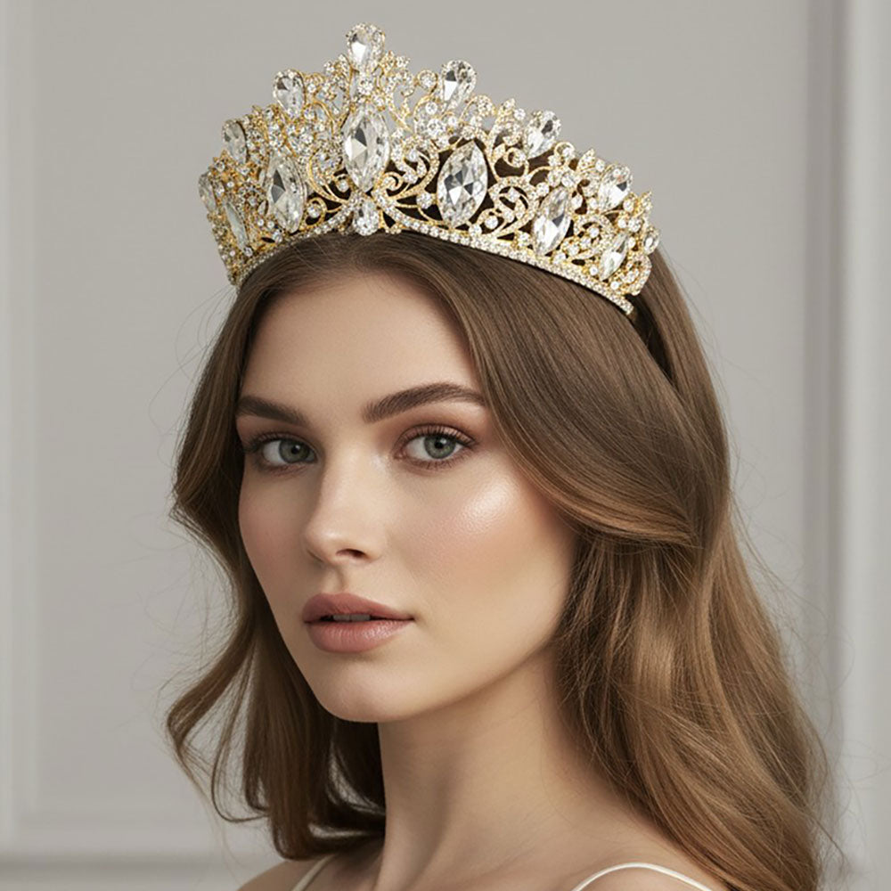 ForYou Dress TH1889 Clear Gold Rhinestone Tiara