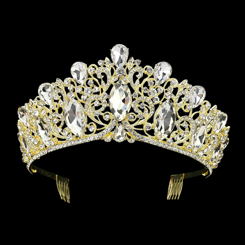 ForYou Dress TH1889 Clear Gold Rhinestone Tiara