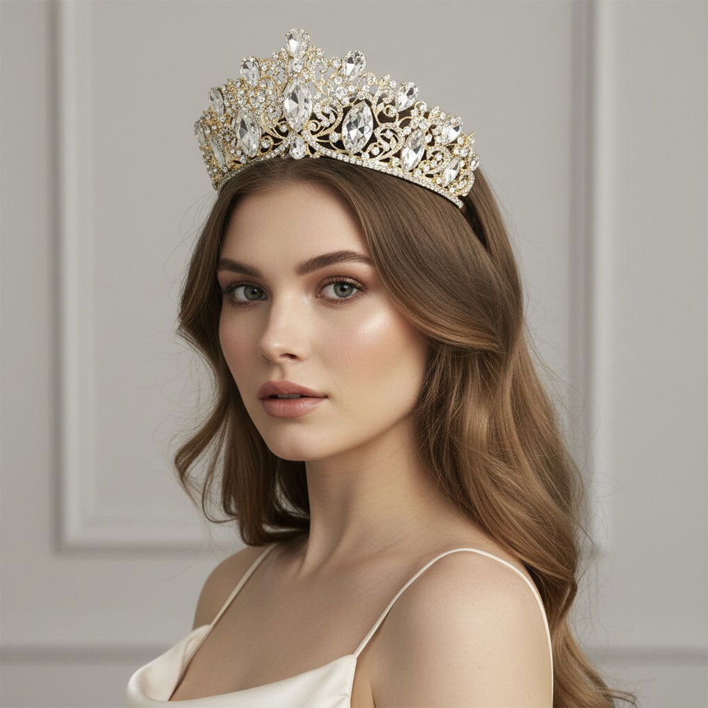 ForYou Dress TH1889 Clear Gold Rhinestone Tiara