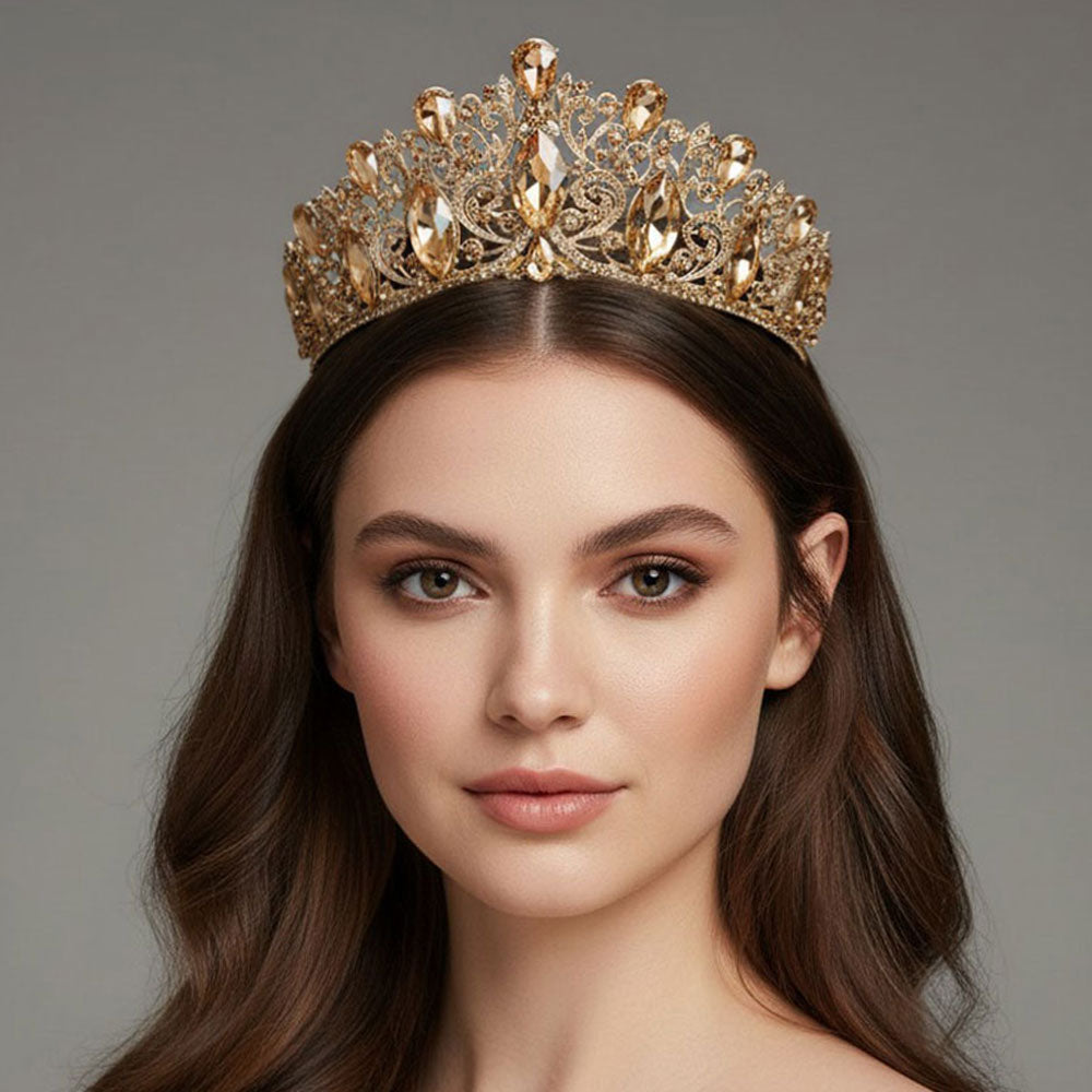ForYou Dress TH1889 Gold, Lt Col Topaz Rhinestone Tiara