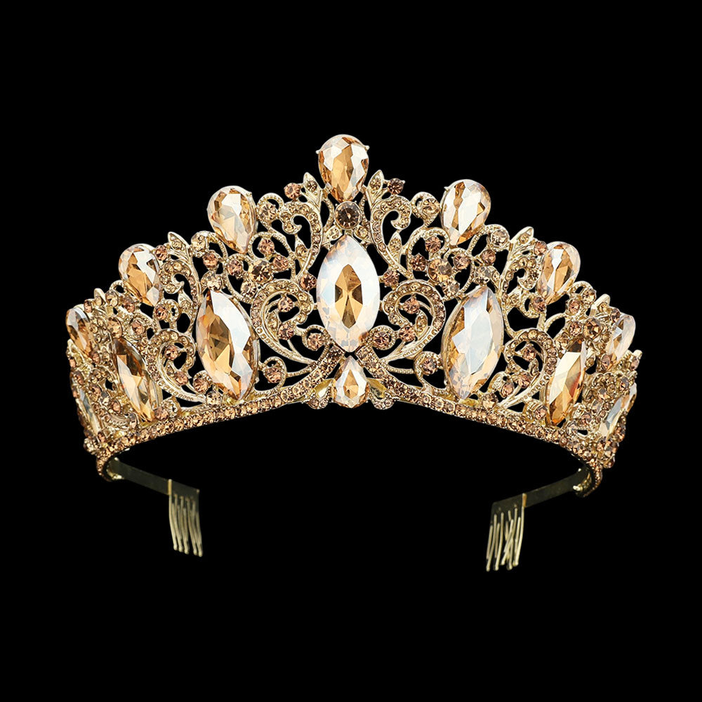 ForYou Dress TH1889 Gold, Lt Col Topaz Rhinestone Tiara