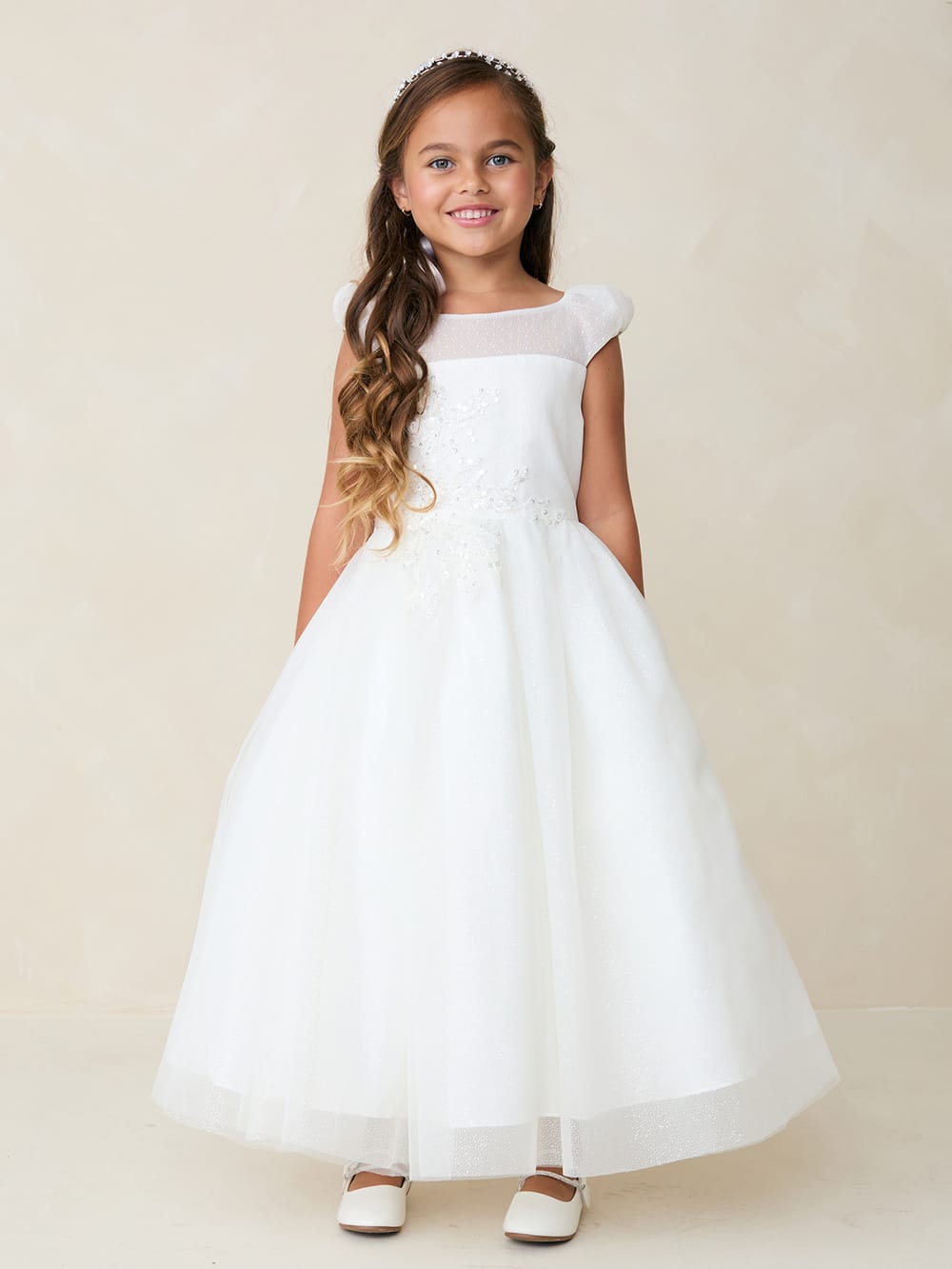 ALANA Girls Sparkling All Glitter Dress with Lace Applique