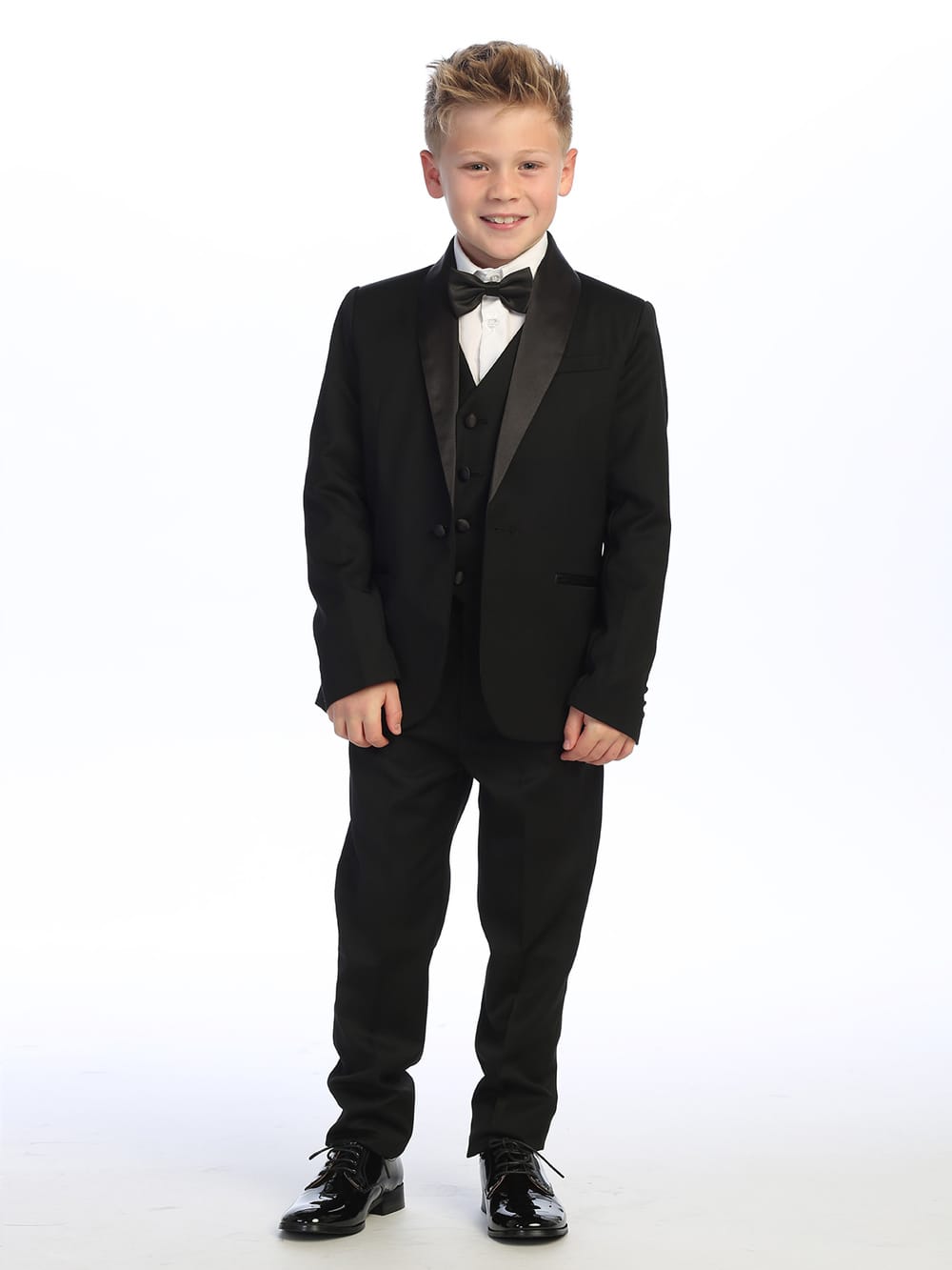 Boys 5 piece satin shawl collar slim fit tuxedo 4028