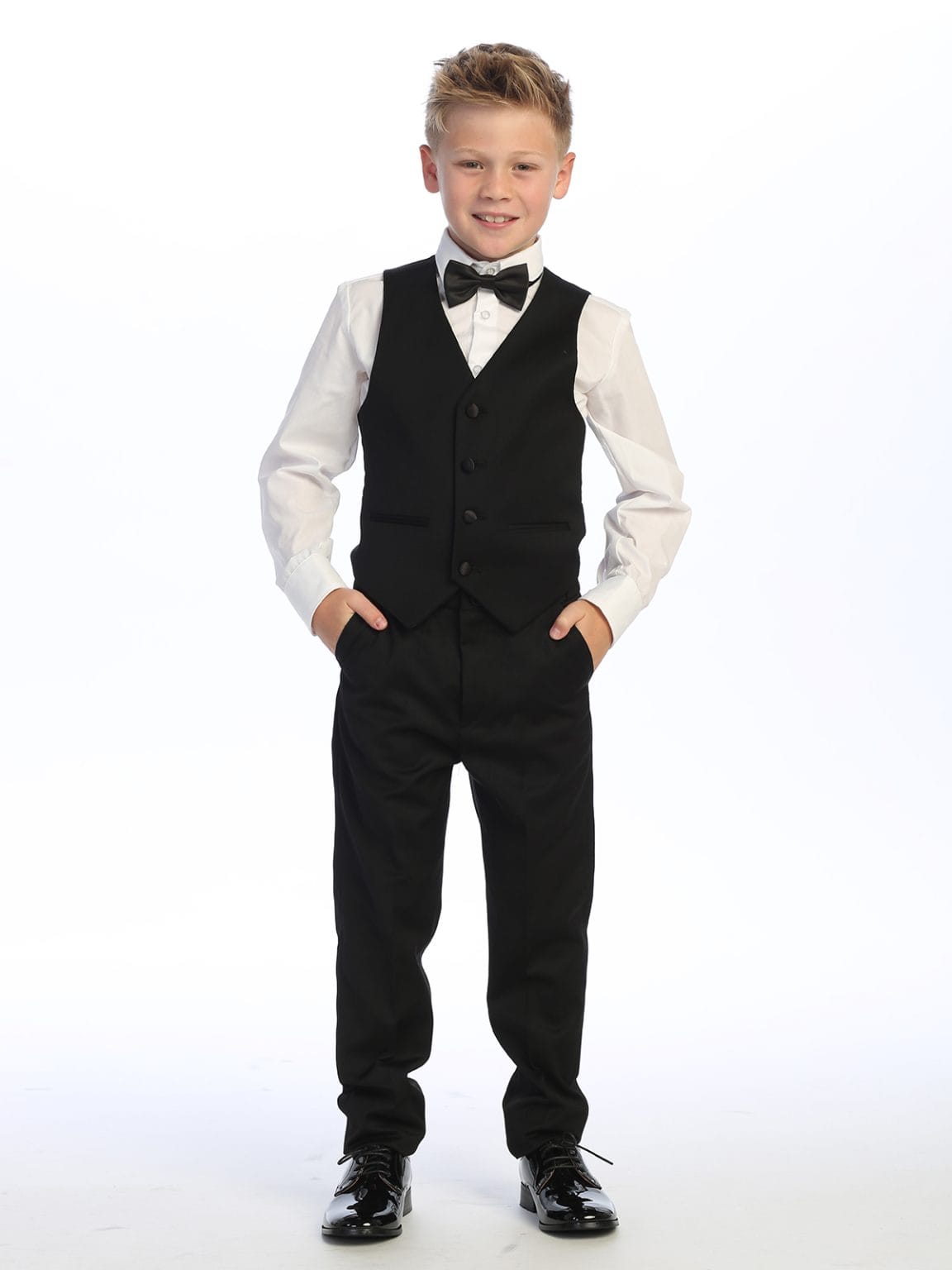 Boys 5 piece satin shawl collar slim fit tuxedo 4028