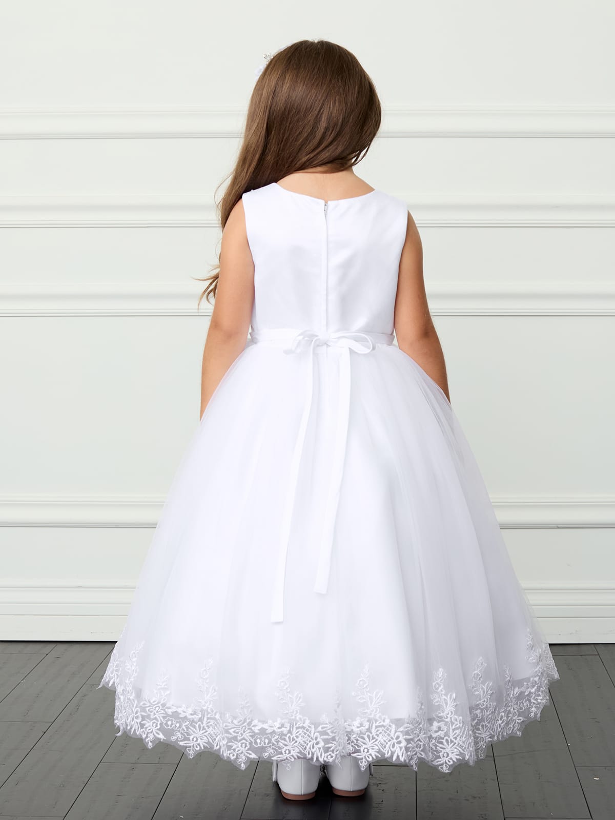 BLYTHE Girls Floral Applique Bodice Floral Embroidery Hem Dress