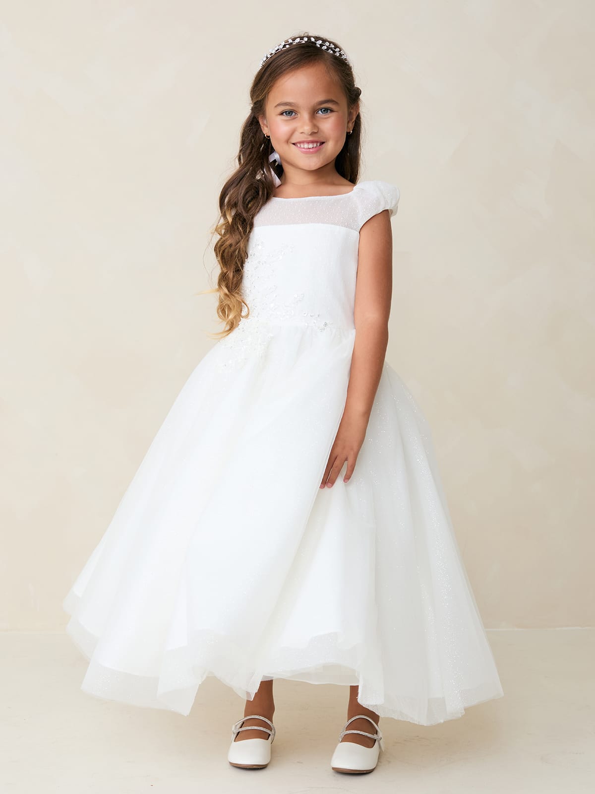 ALANA Girls Sparkling All Glitter Dress with Lace Applique